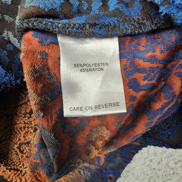 Kamana Zip Up Hoodie Women L Blue Orange Patchwork Burnout Asymmetrical Boho - Picture 8 of 8